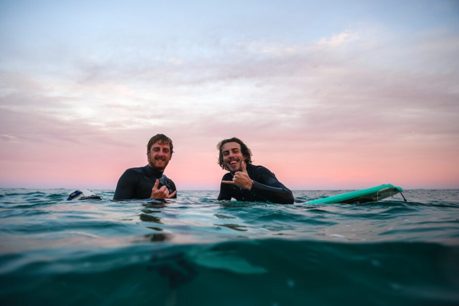 Two surfers in the water