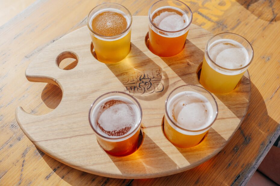 A flight of craft beer